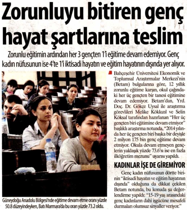 ZORUNLUYU BİTİREN GENÇ HAYAT ŞARTLARINA TESLİM