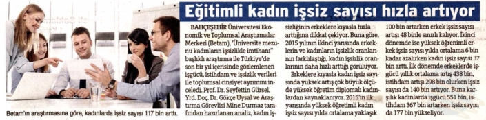 EĞİTİMLİ KADIN İŞSİZ SAYISI HIZLA ARTIYOR