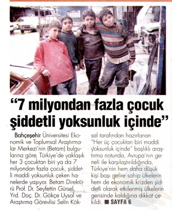 7 MİLYONDAN FAZLA ÇOCUK ŞİDDETLİ YOKSUNLUK İÇİNDE